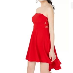 ❤️🔥 NWT Red Strapless Illusion Cut Out High Low Dress